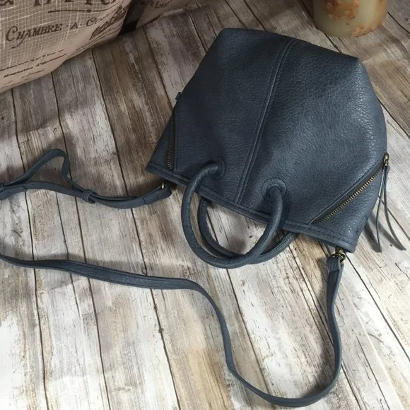 ANTHROPOLOGIE blue crossbody bag faux vegan leather - Picture 2 of 7